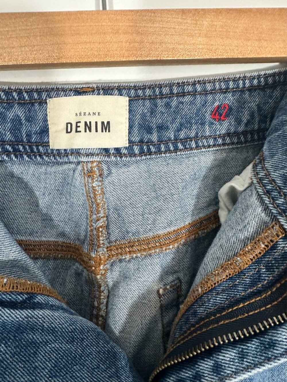 Sezane Denim High-Rise Wide-Leg Jeans Sz 42/10 - Picture 4 of 5